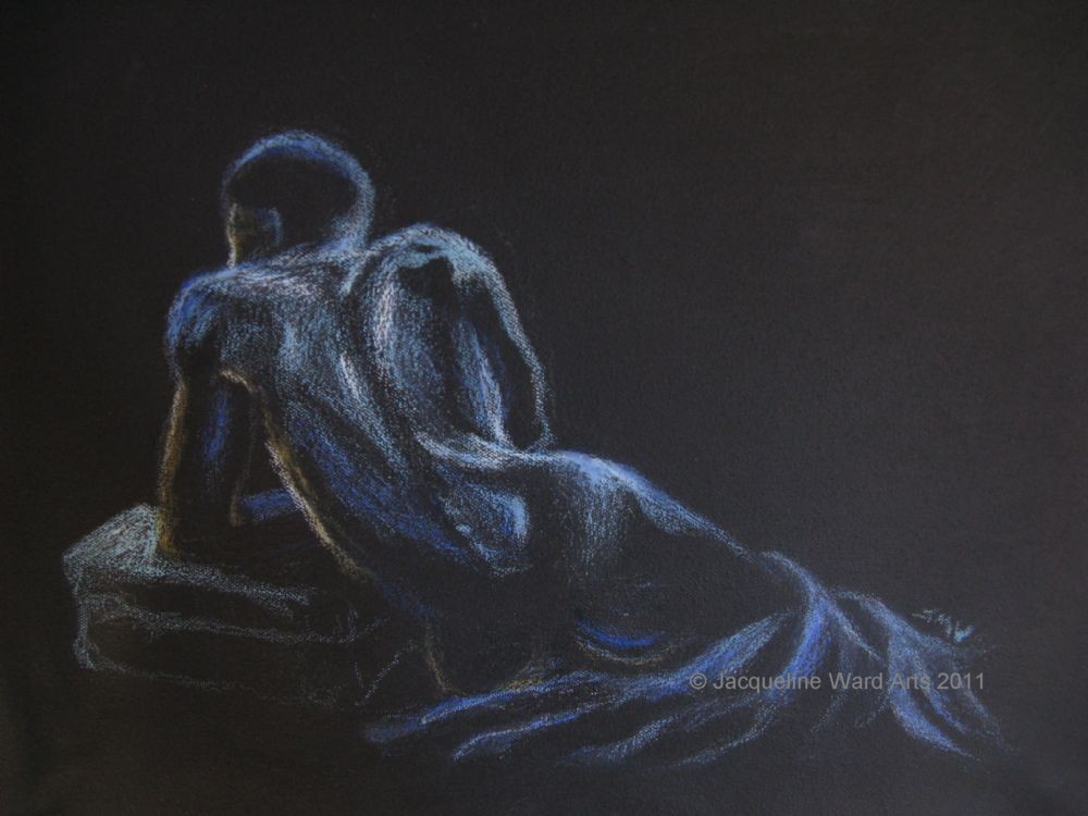 Untitled Male Nude II 17x11 Oil Pastel